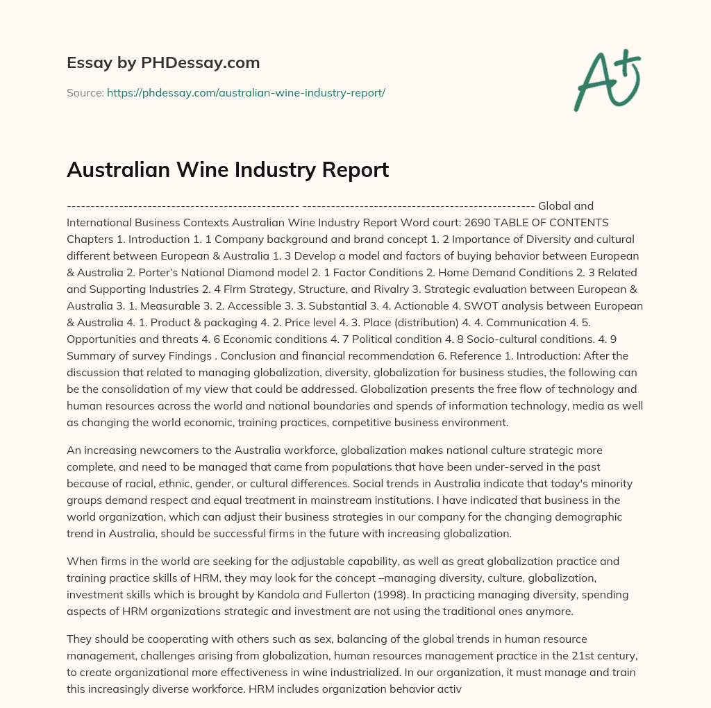 Australian Wine Industry Report
