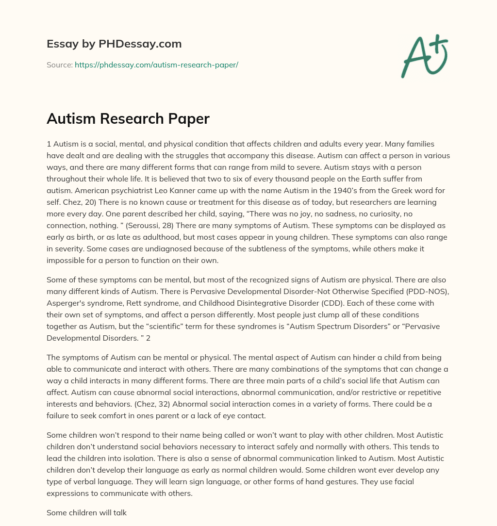 what is autism research paper