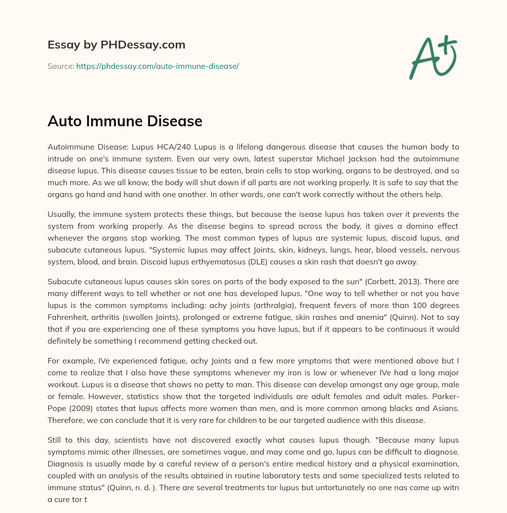 Auto Immune Disease essay