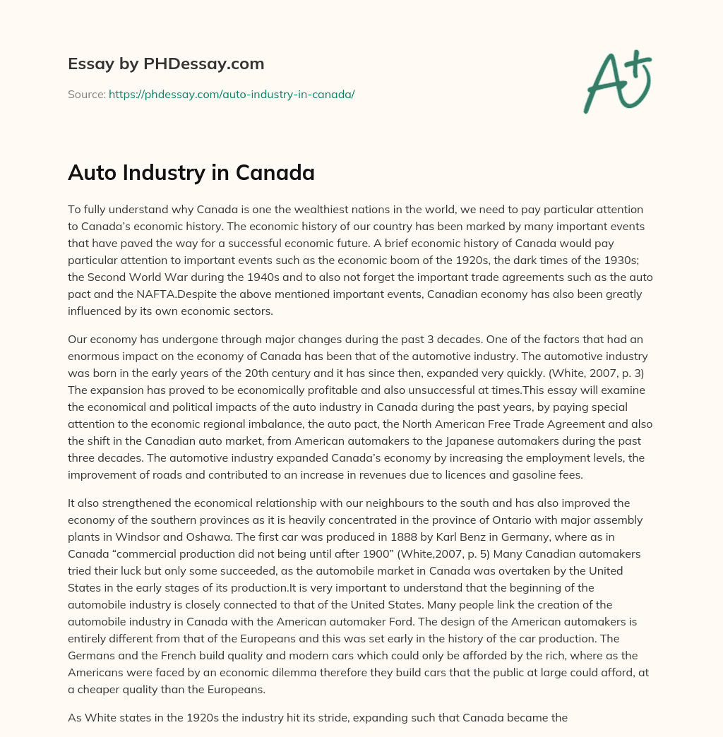 Auto Industry in Canada essay