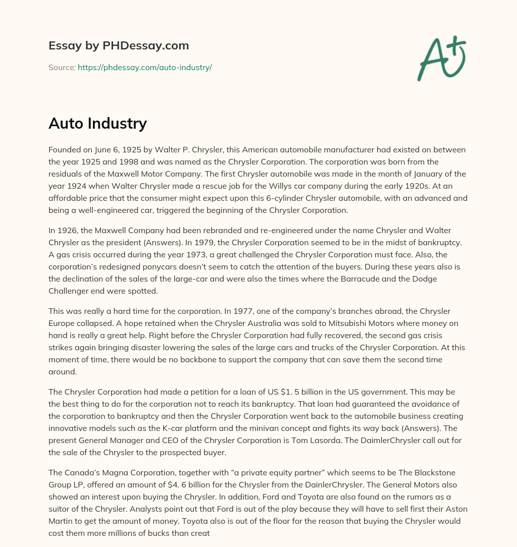 Auto Industry essay