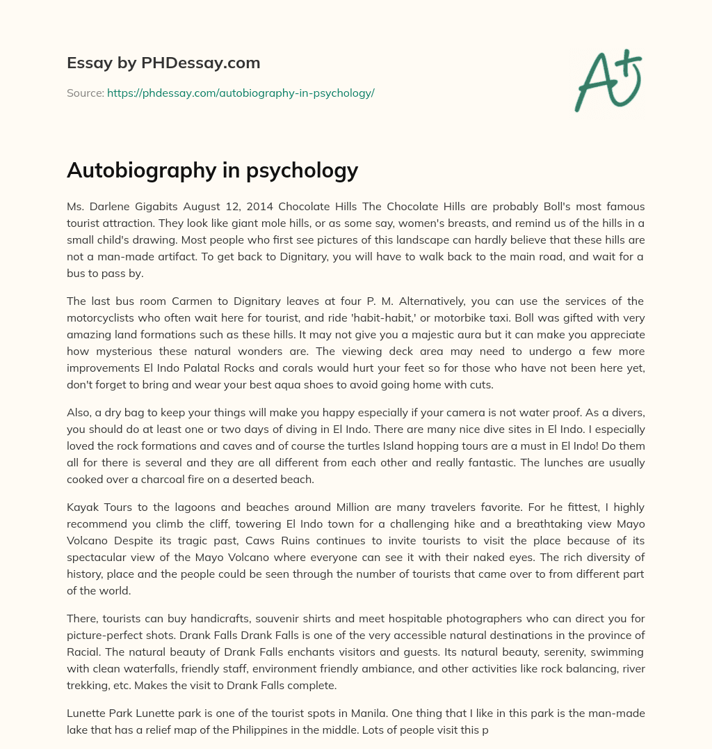 psychology autobiography essay