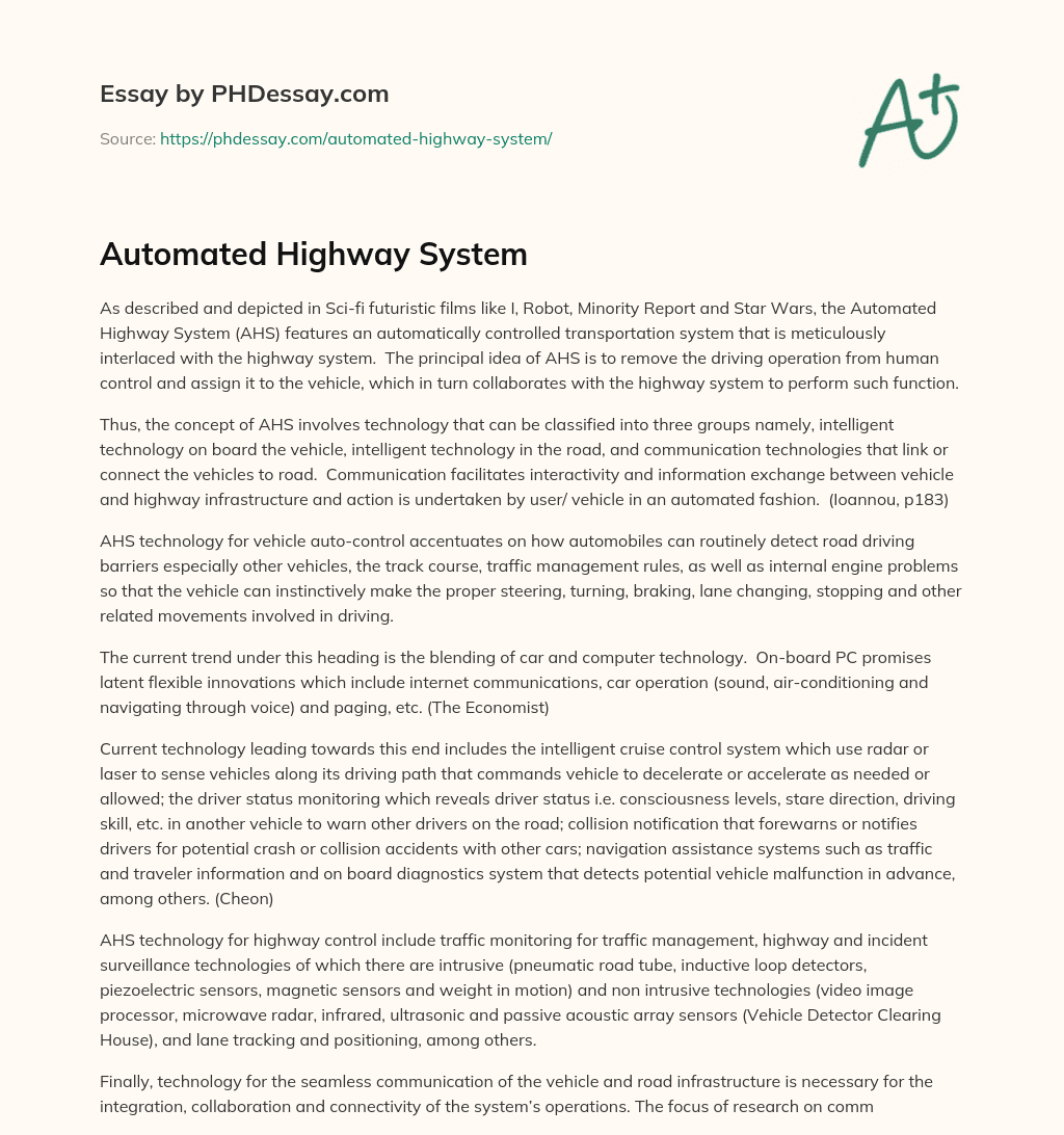 Automated Highway System essay