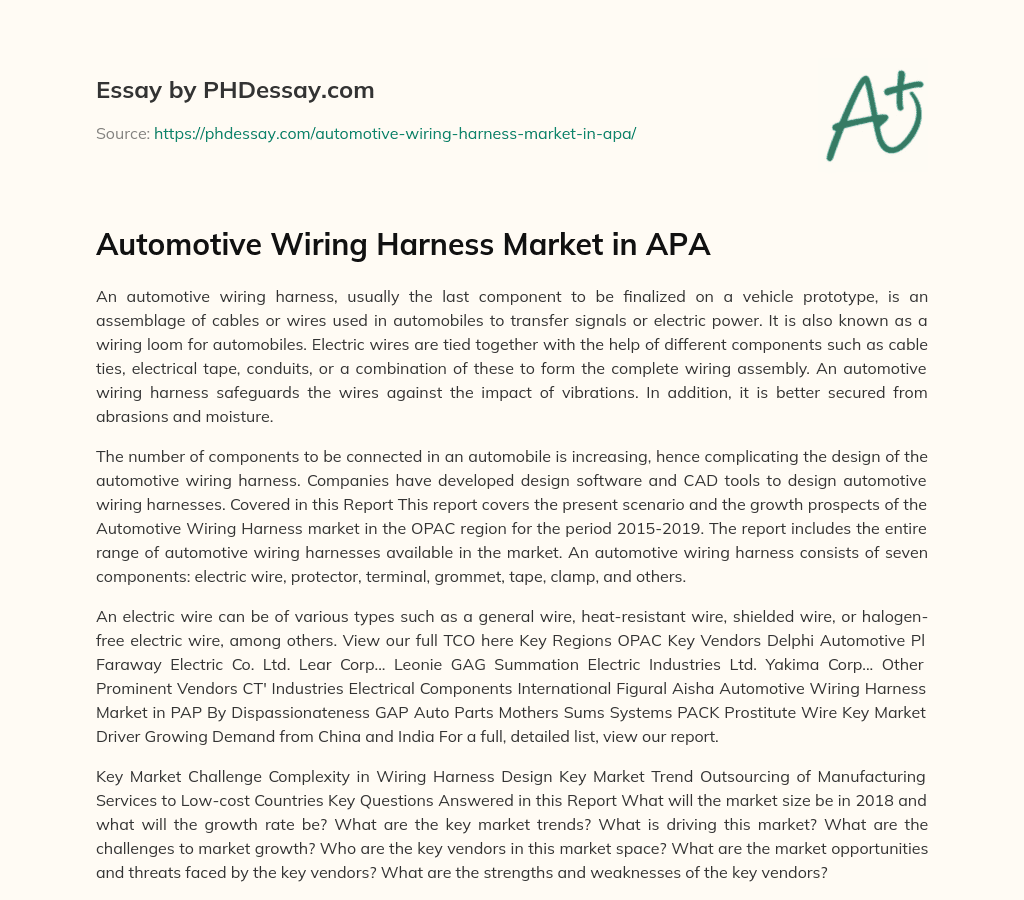 Automotive Wiring Harness Market in APA essay