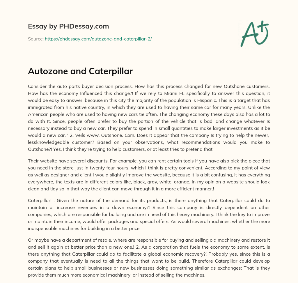 Autozone and Caterpillar essay