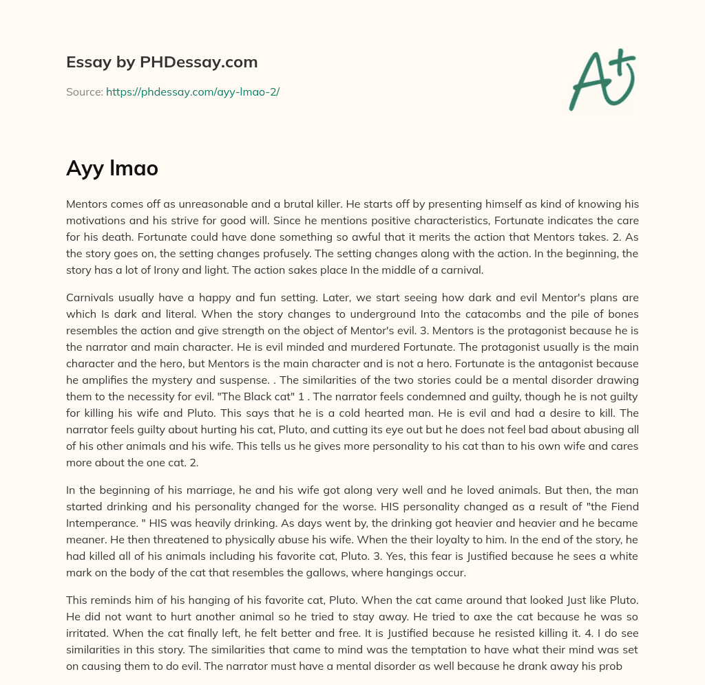Mentors: A Brutal Killer with Unreasonable Motivations essay