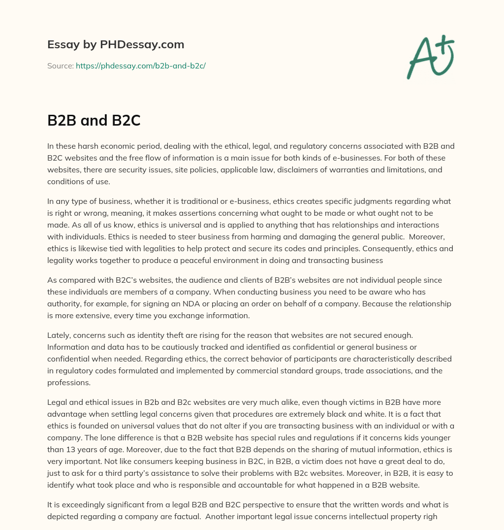 B2B and B2C essay