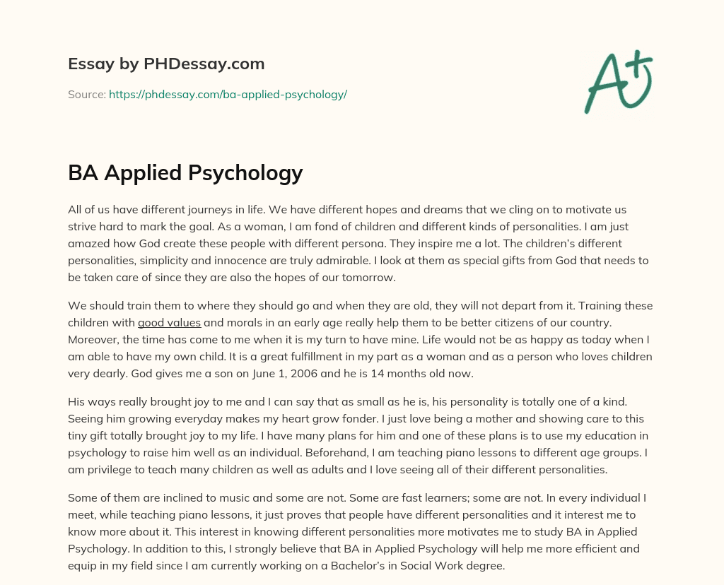 BA Applied Psychology essay