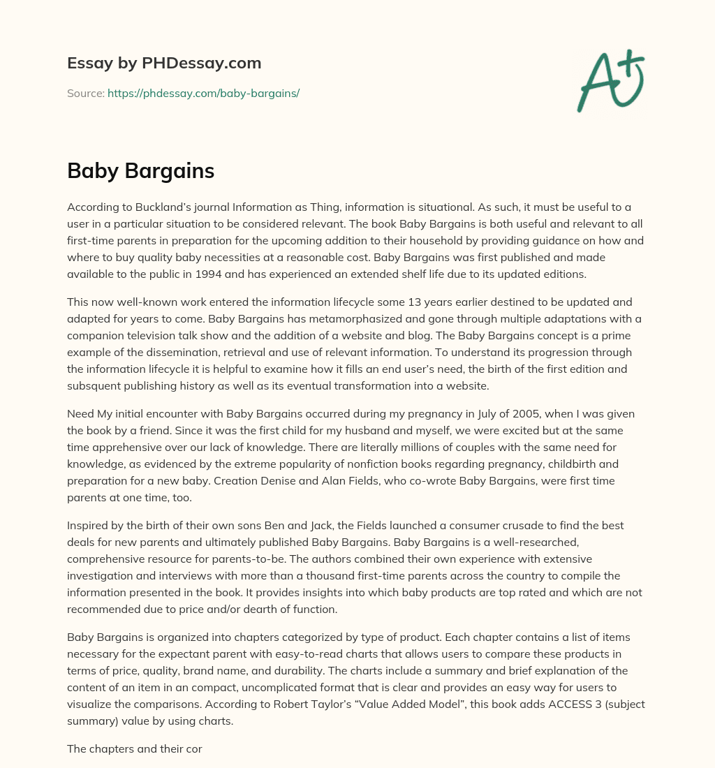 Baby Bargains essay
