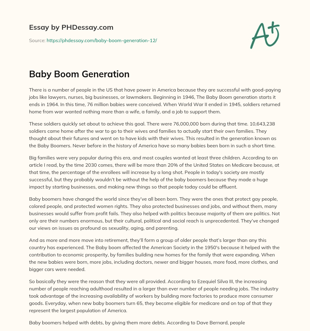 Baby Boom Generation essay