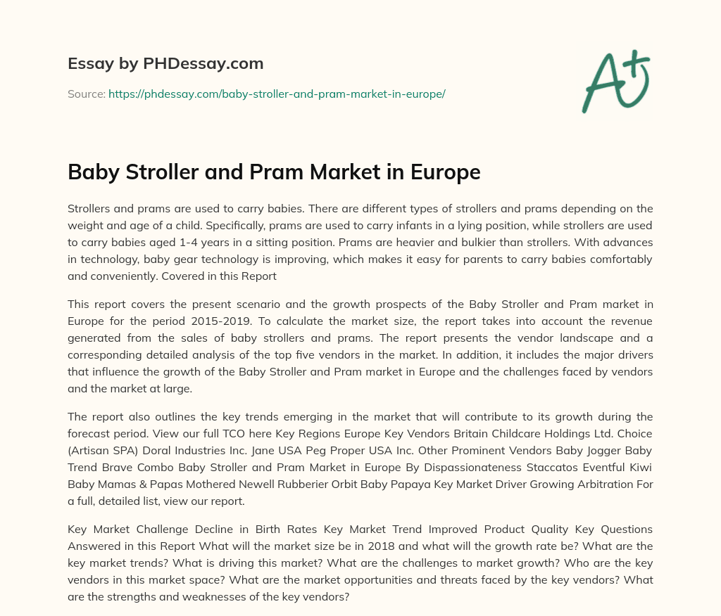 Baby Stroller and Pram Market in Europe essay