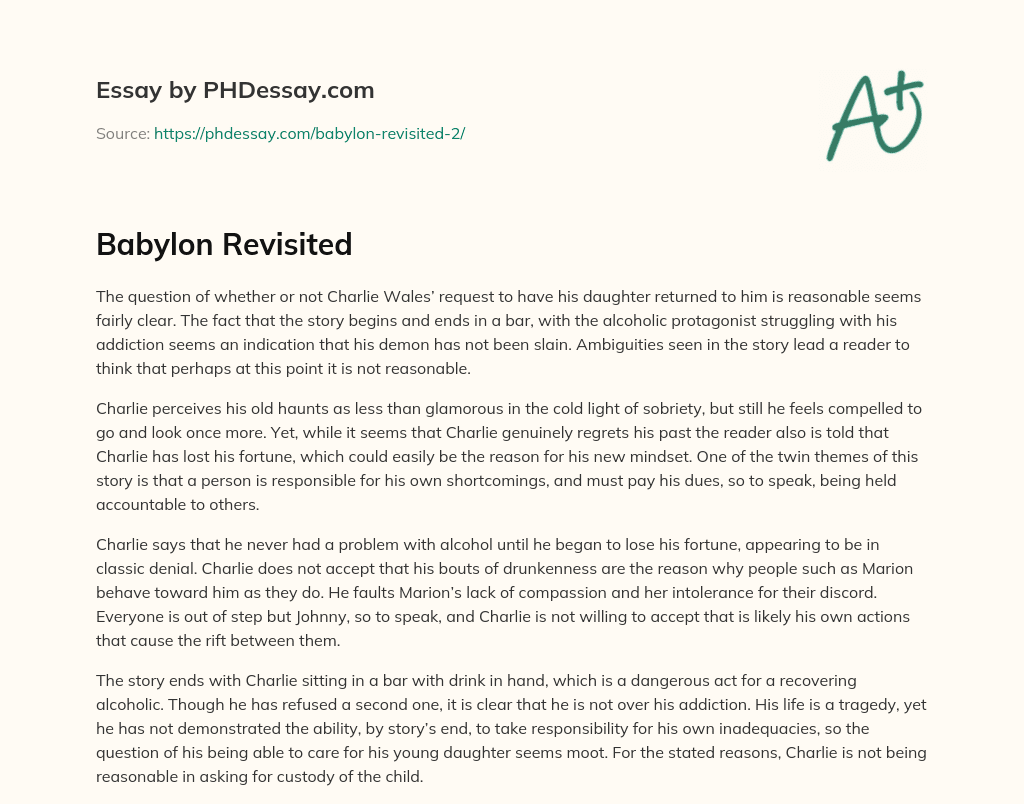 Babylon Revisited essay