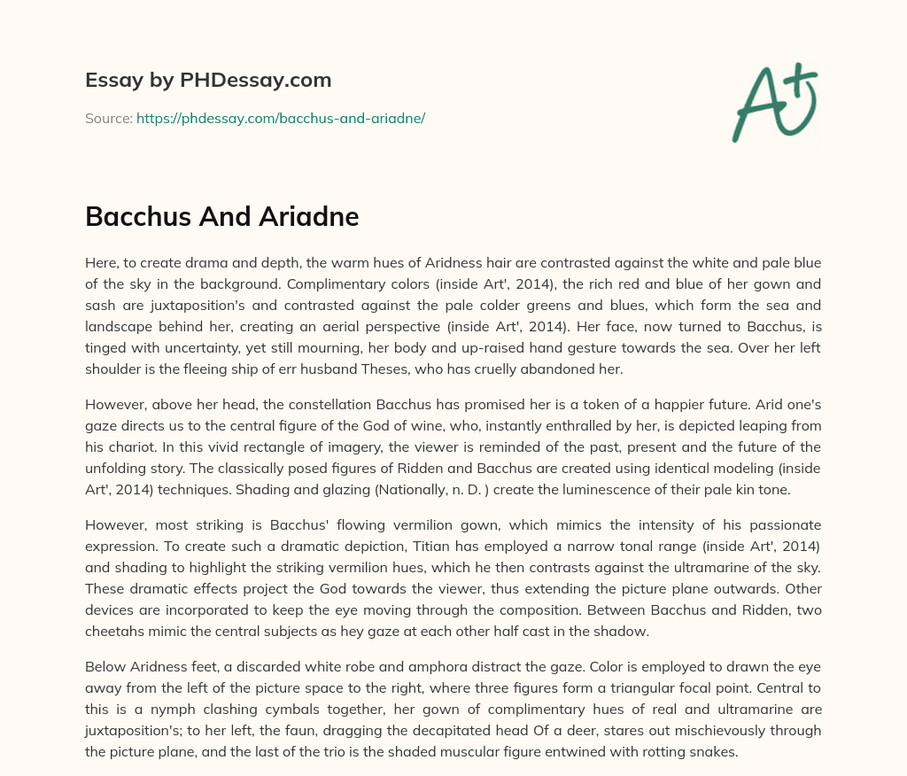 Bacchus And Ariadne essay