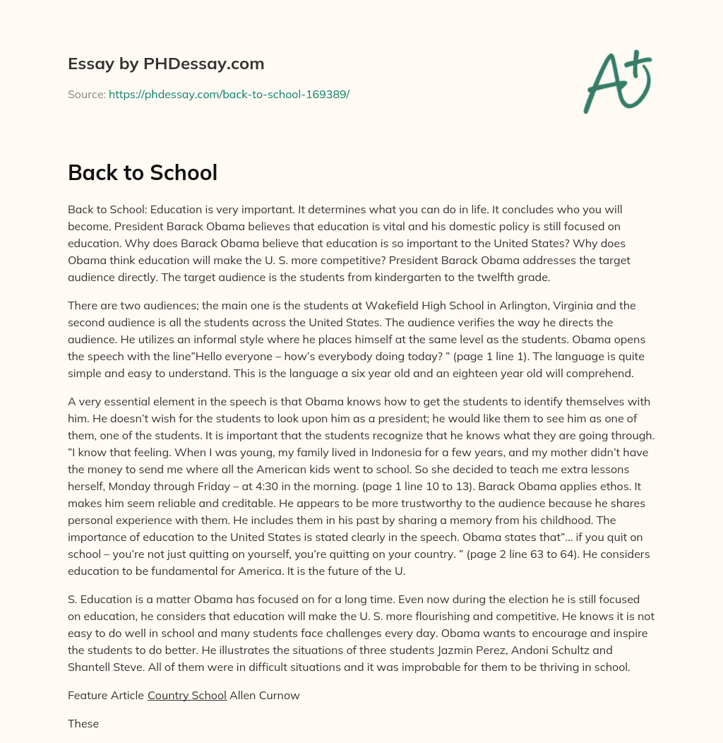 Back to School essay