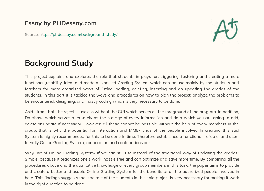 Background Study essay