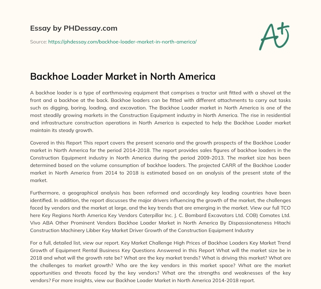 Backhoe Loader Market in North America essay