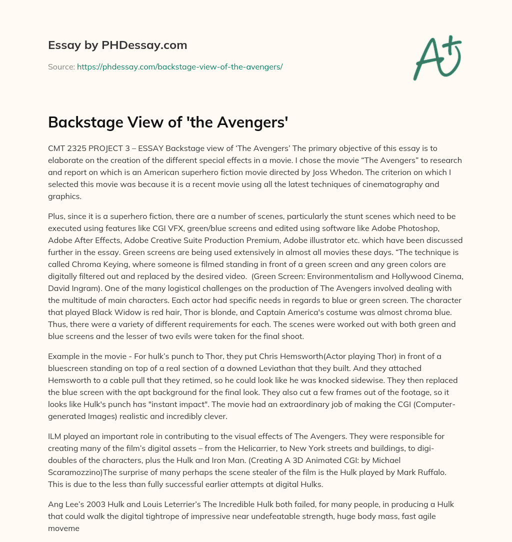 Backstage View of ‘the Avengers’ essay