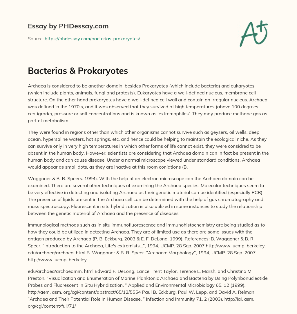 Bacterias & Prokaryotes essay