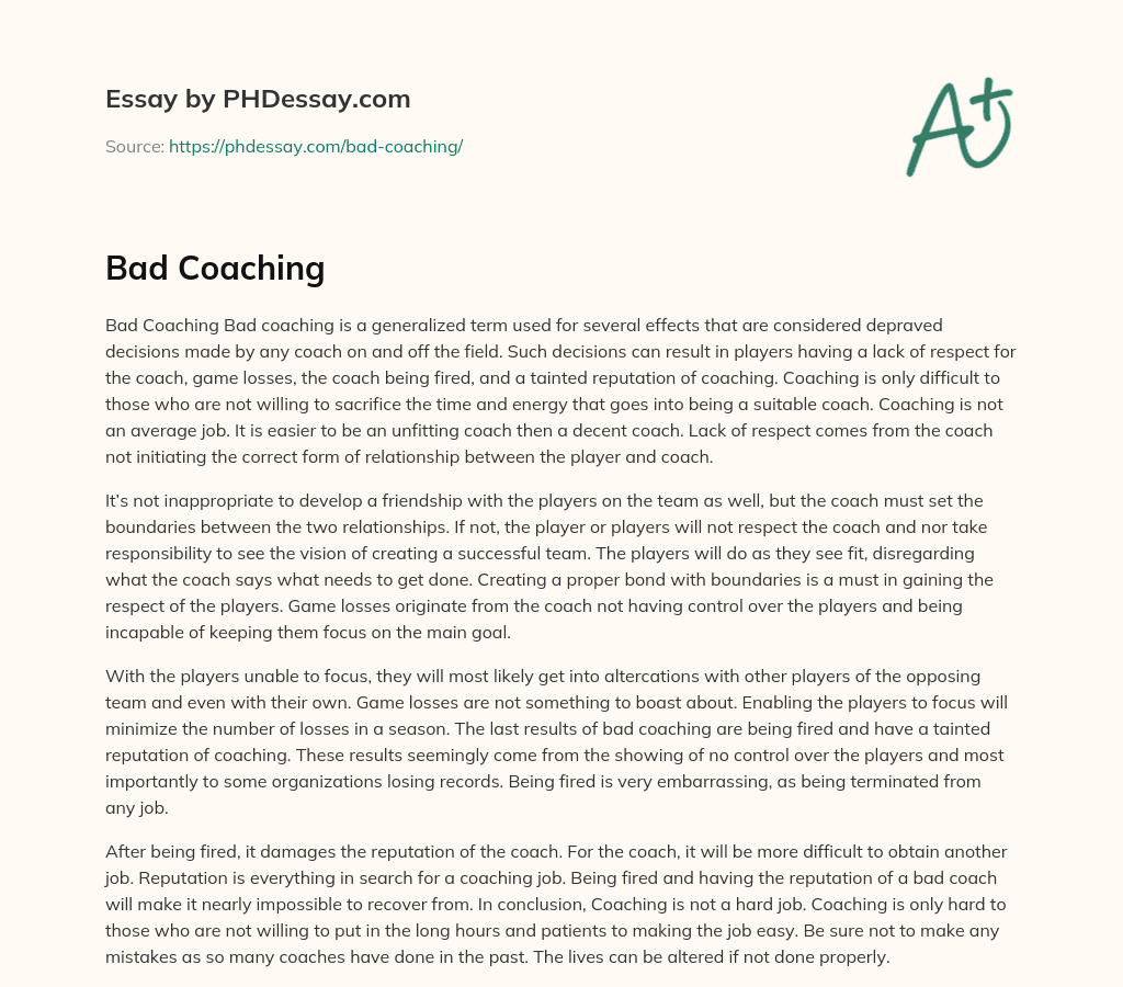 The Importance of Proper Coaching Relationships essay
