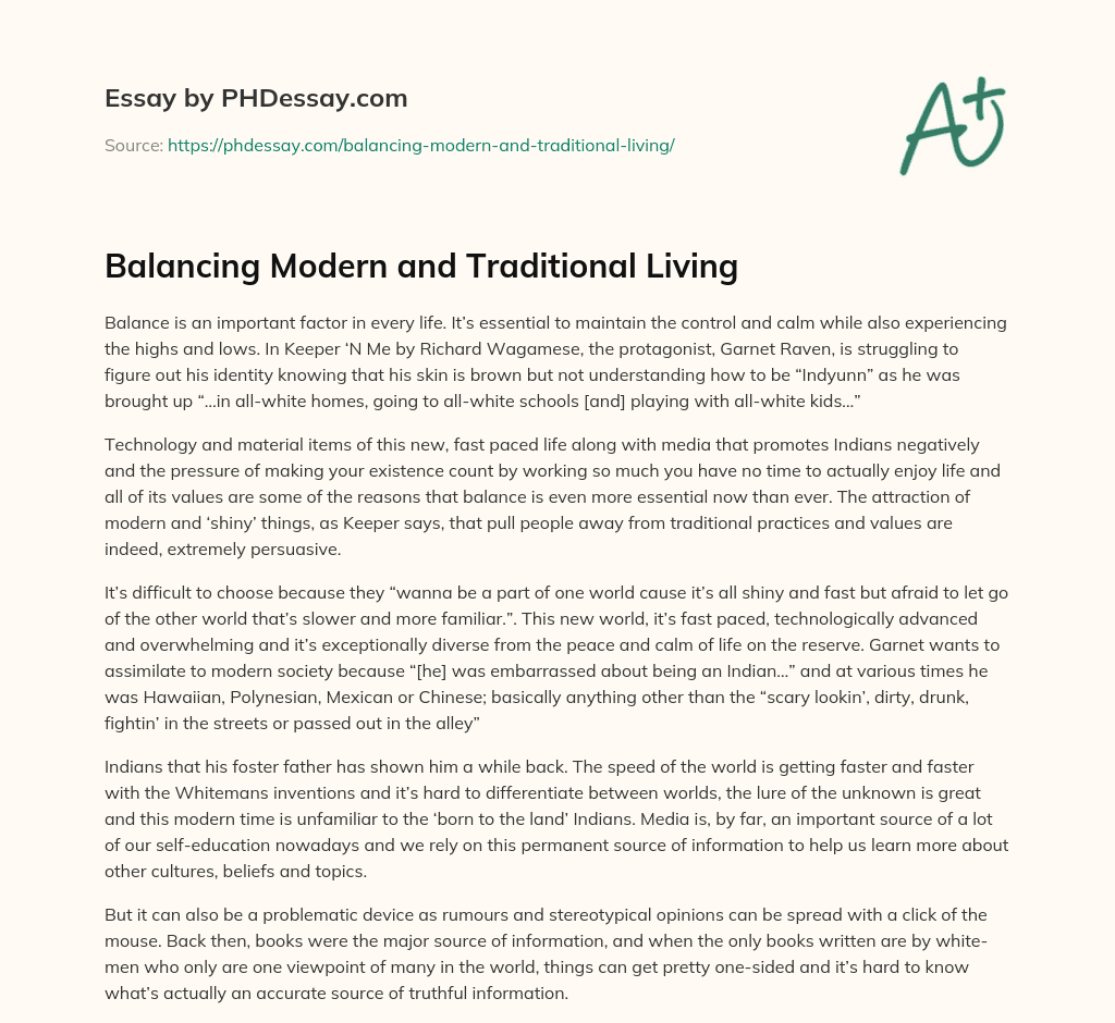 Importance of Balance in a Modern World of Distractions and Conflicting Identities essay