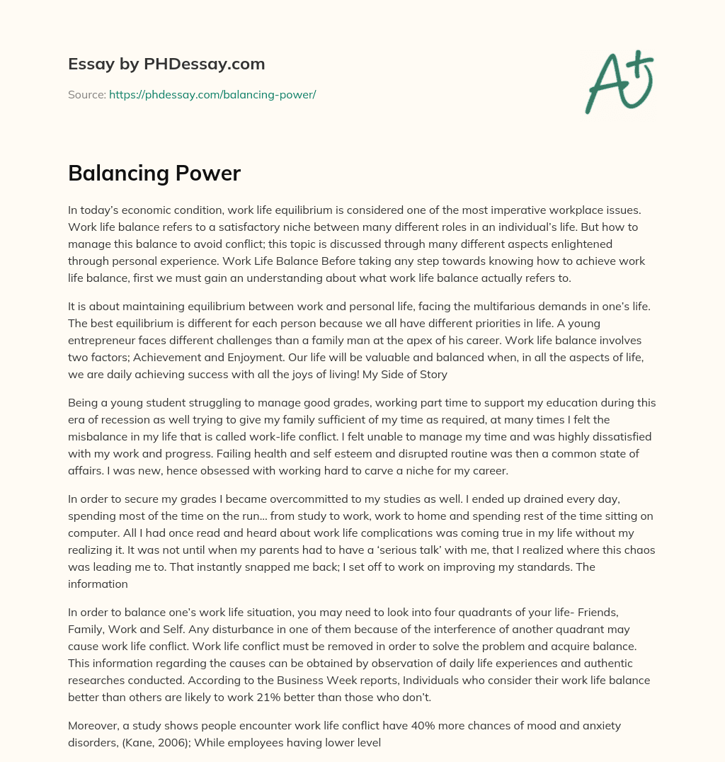 Balancing Power essay