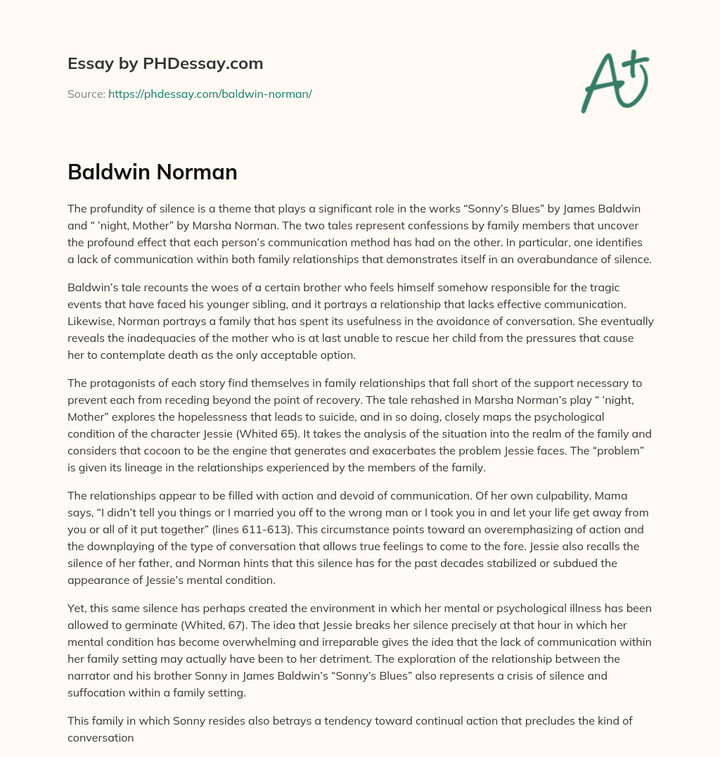 Baldwin Norman essay