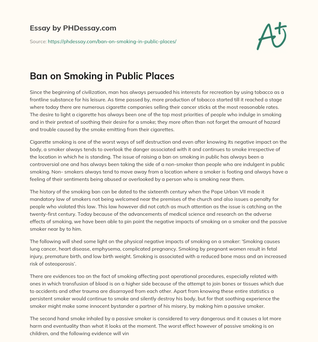 essay ban smoking in public places