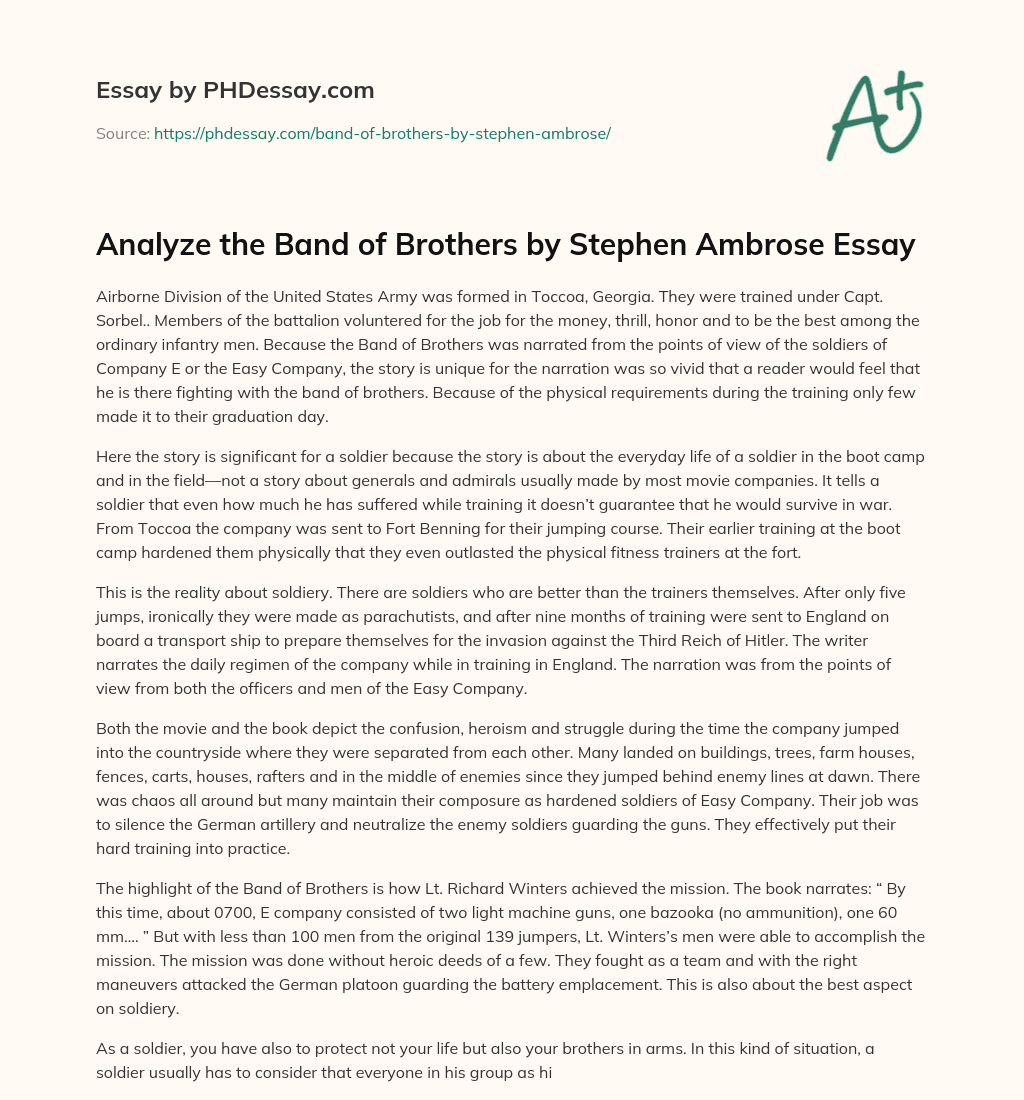Band of Brothers: Training and Reality of Airborne Soldiers essay