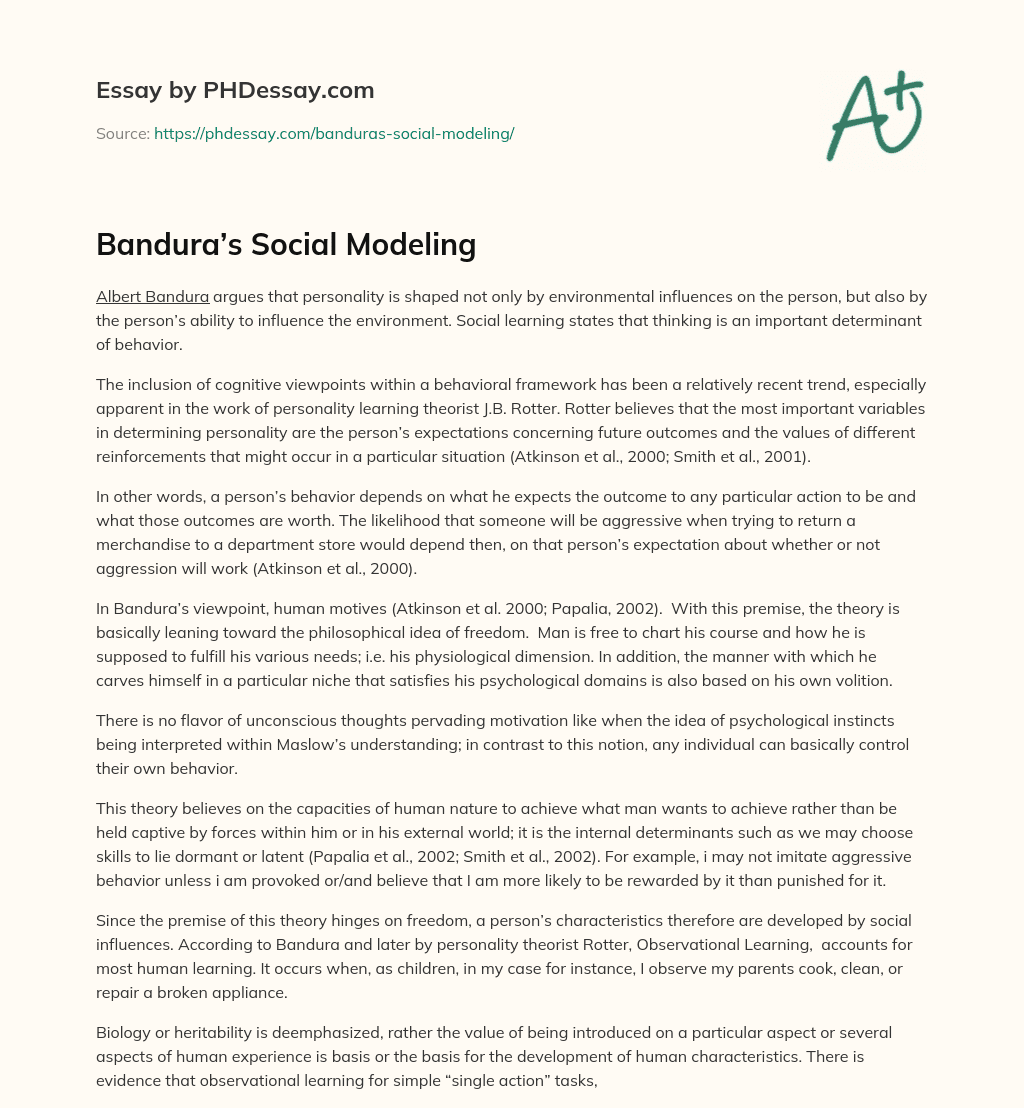 Bandura’s Social Modeling essay