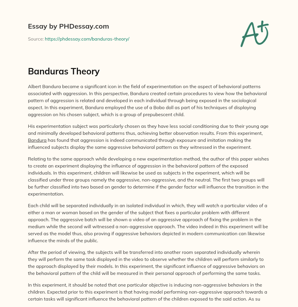 Banduras Theory essay