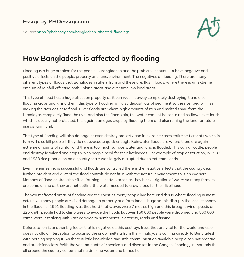 How Bangladesh is affected by flooding essay