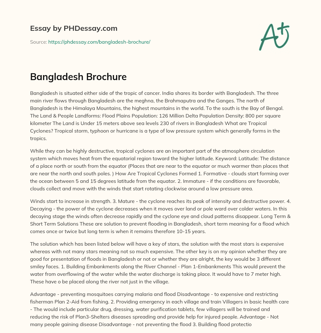 Bangladesh Brochure essay