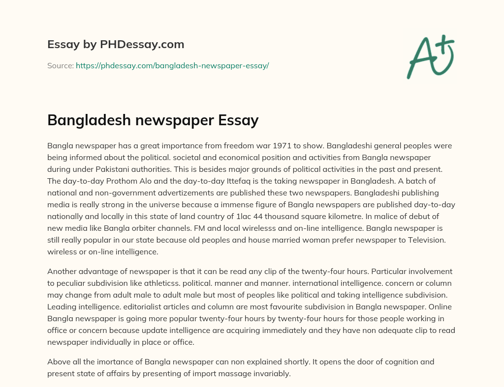 Bangladesh newspaper Essay essay