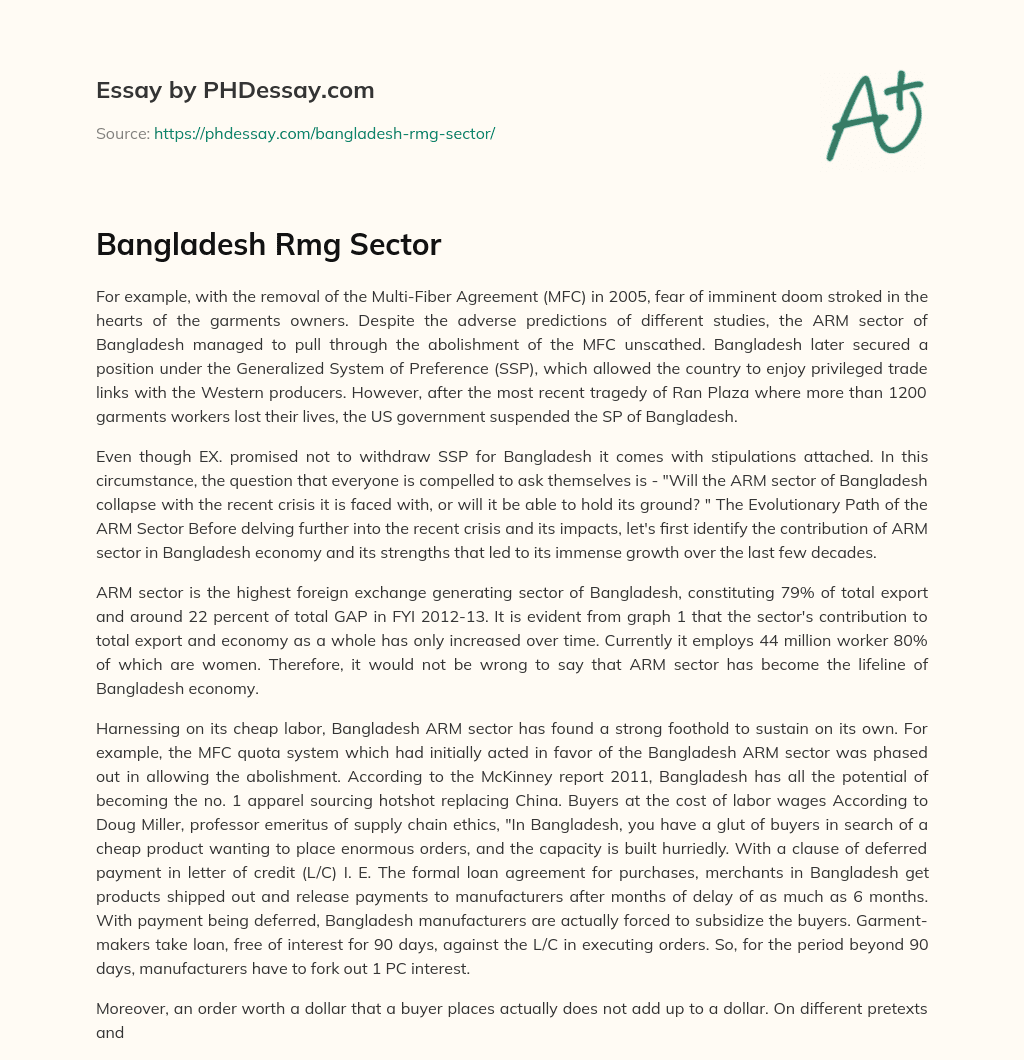 Bangladesh Rmg Sector essay
