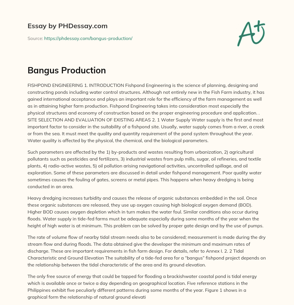 Bangus Production essay