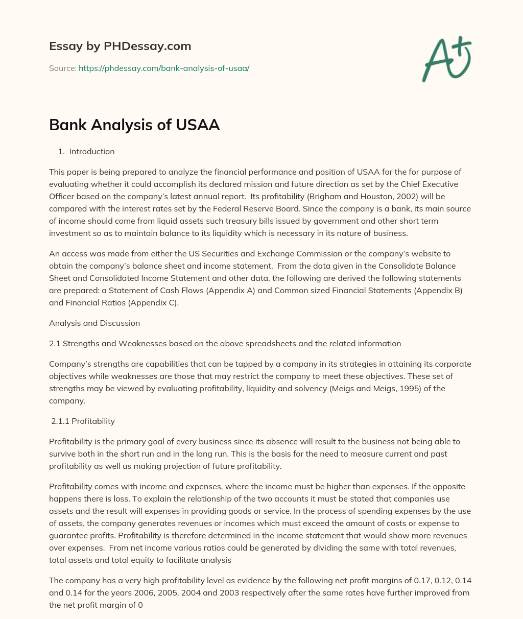 Bank Analysis of USAA essay