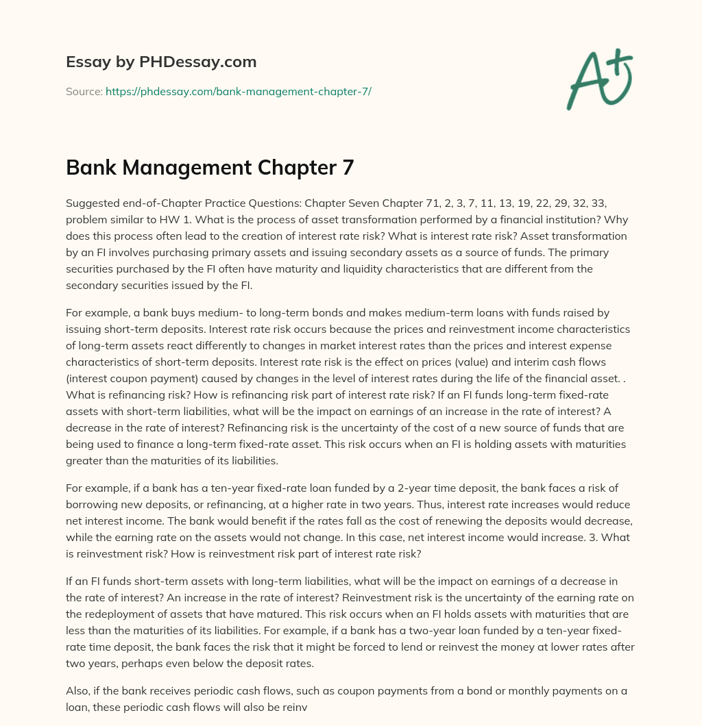 Bank Management Chapter 7 essay