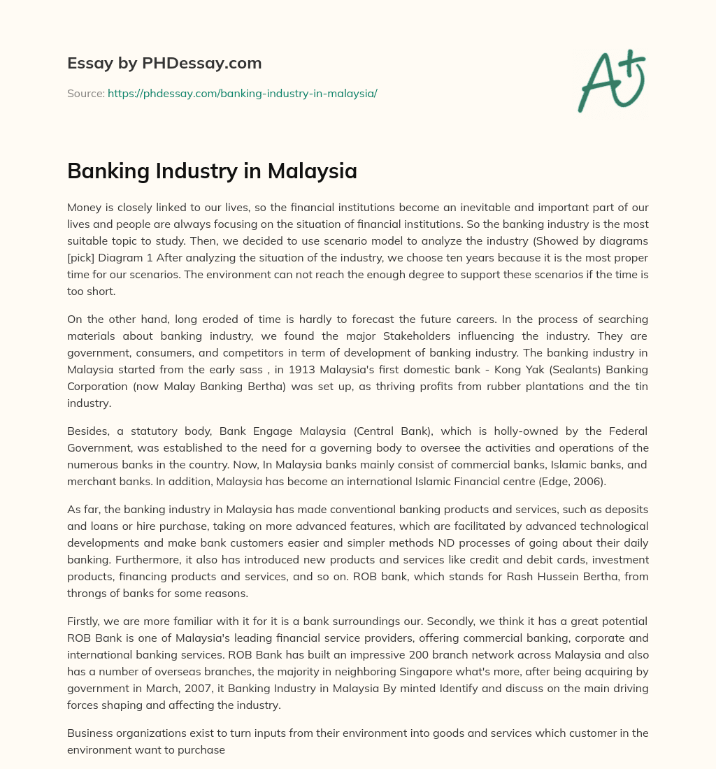 Banking Industry in Malaysia essay