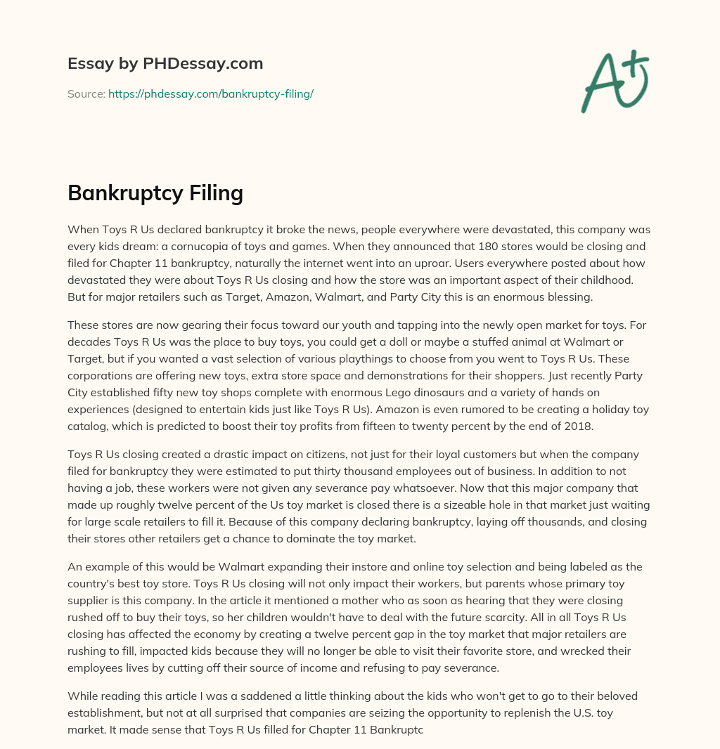 Bankruptcy Filing essay