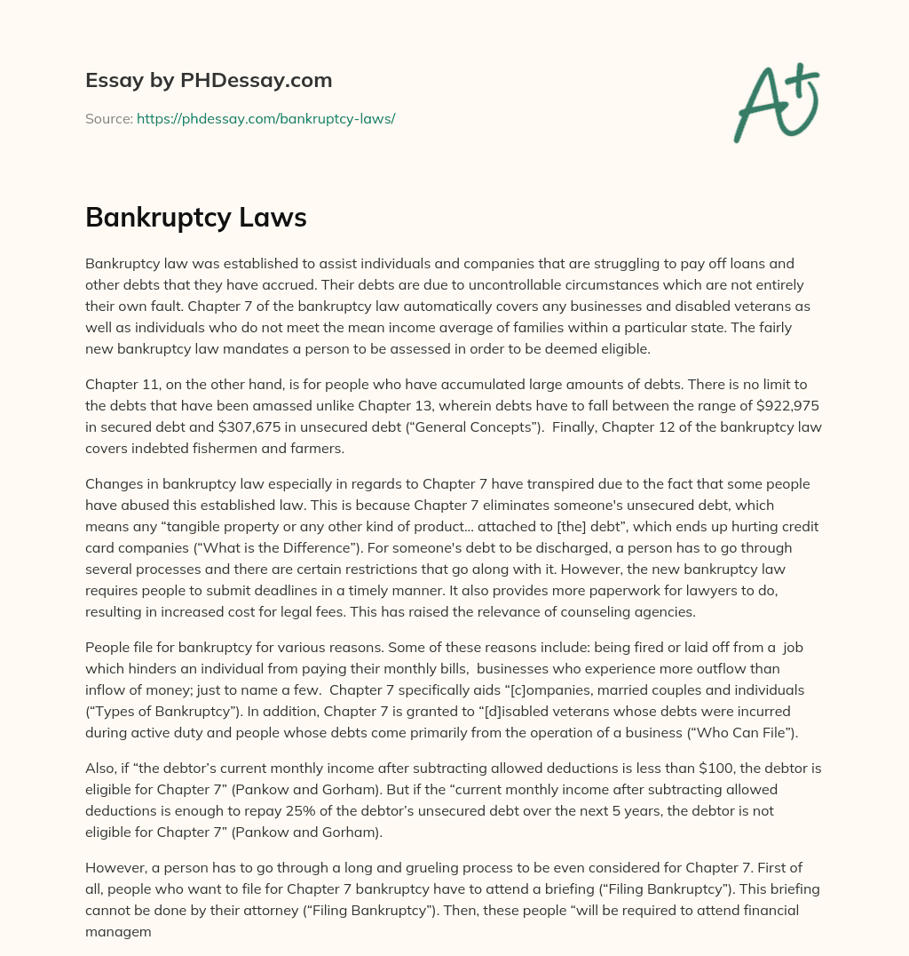 Bankruptcy Laws essay
