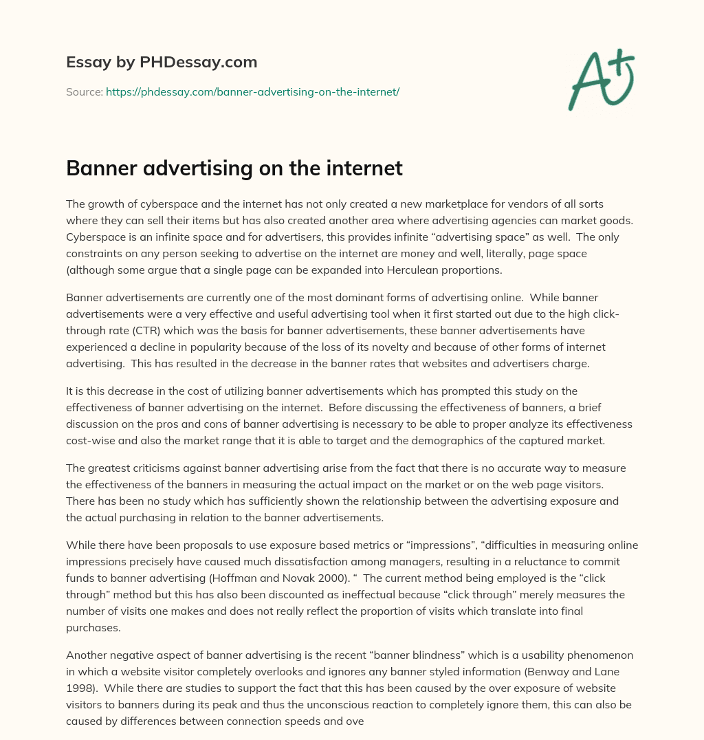 Banner advertising on the internet essay