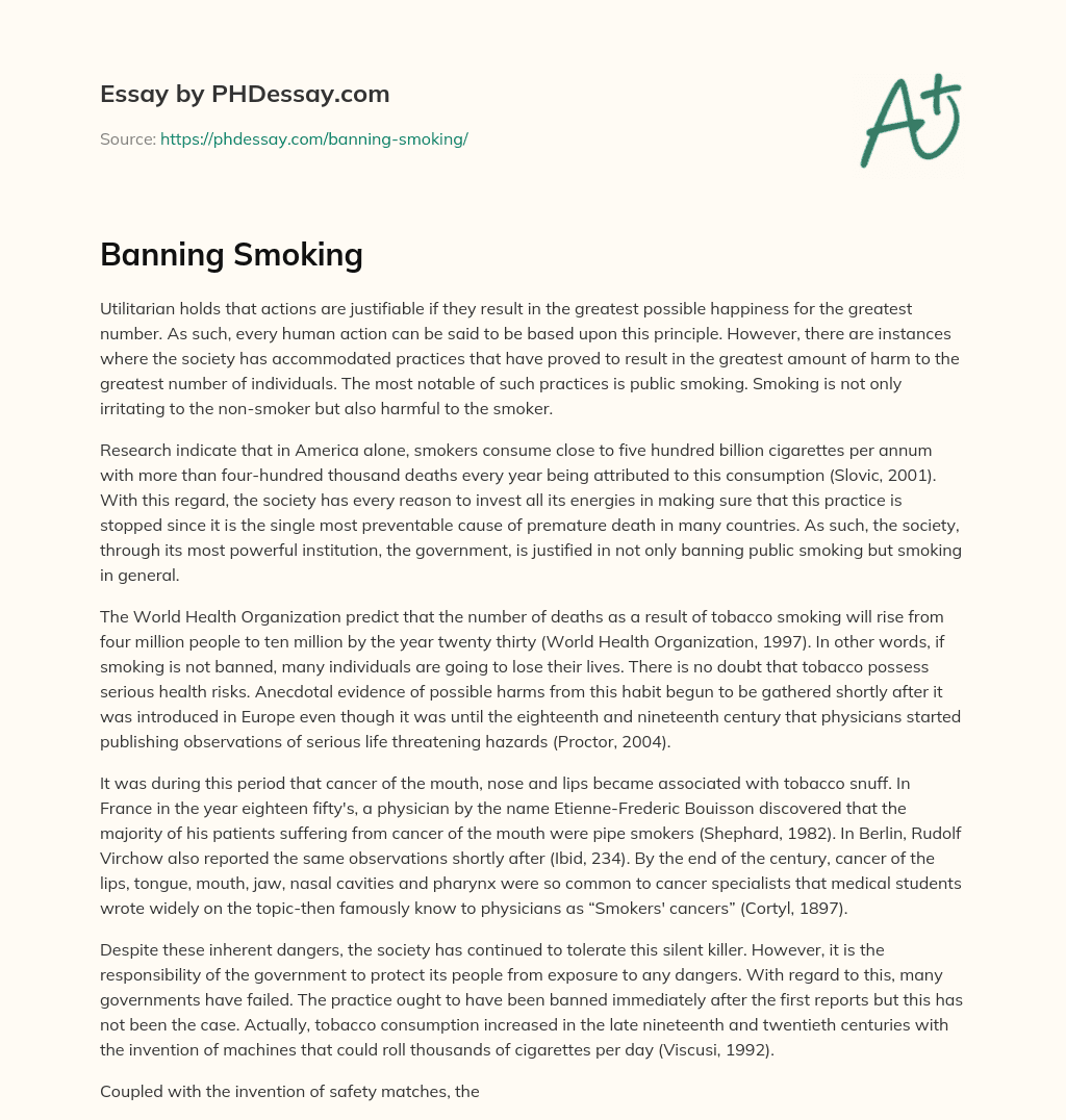 Banning Smoking essay