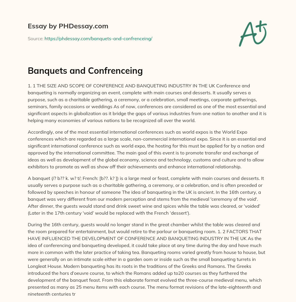 Banquets and Confrenceing essay
