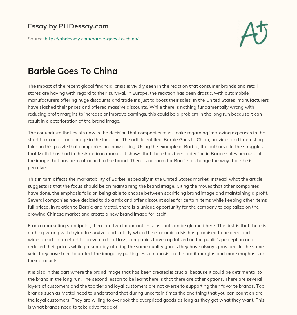 Barbie Goes To China essay