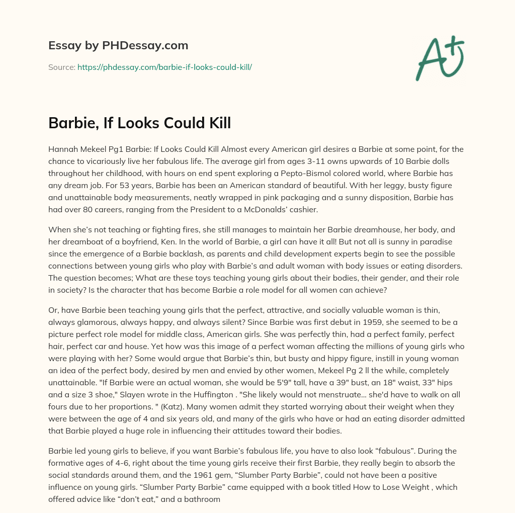 Barbie, If Looks Could Kill essay