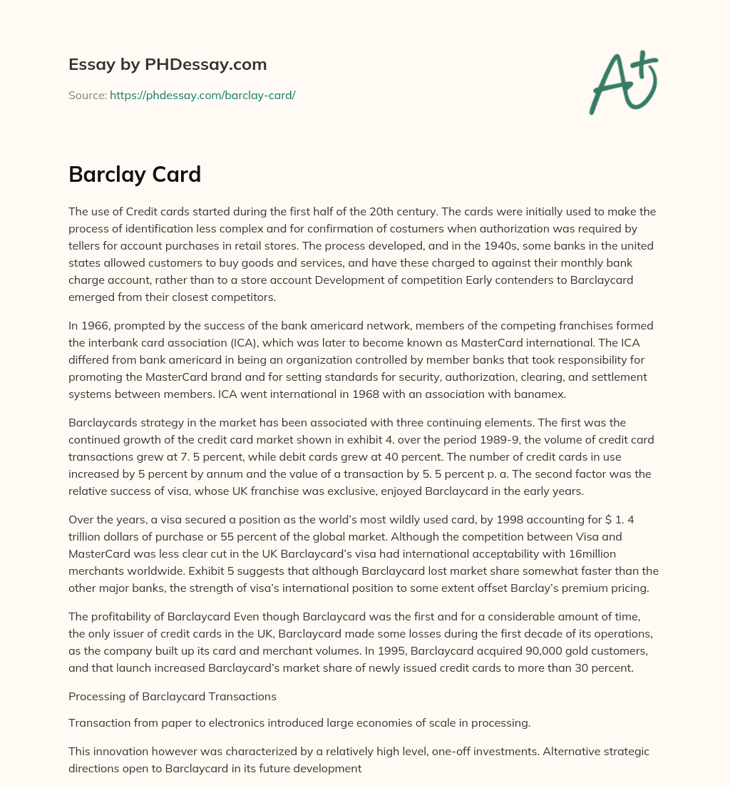 The Evolution of Credit Cards: From Identification to Payment Method essay