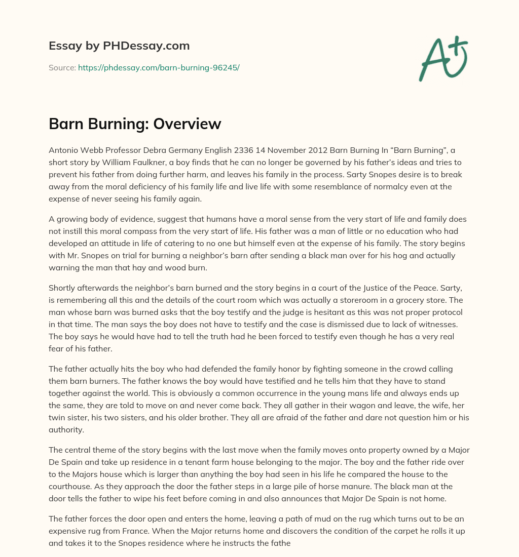 Barn Burning: Overview essay