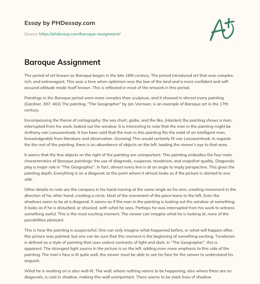 Baroque Assignment essay