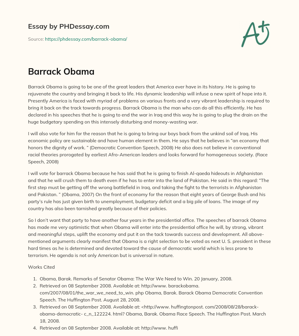 Barrack Obama essay