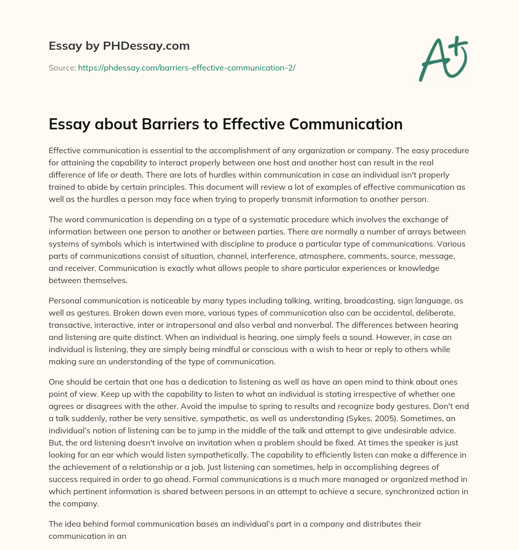 essay on barriers to effective communication